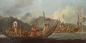 Review of the war galleys at Tahiti ['The Fleet of Otaheite assembled at Oparee'] by William Hodges