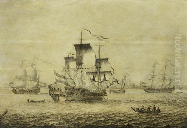 A Dutch frigate off Rotterdam - view 1