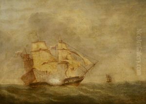 HMS 'Pique' carrying away her rudder by John Christian Schetky