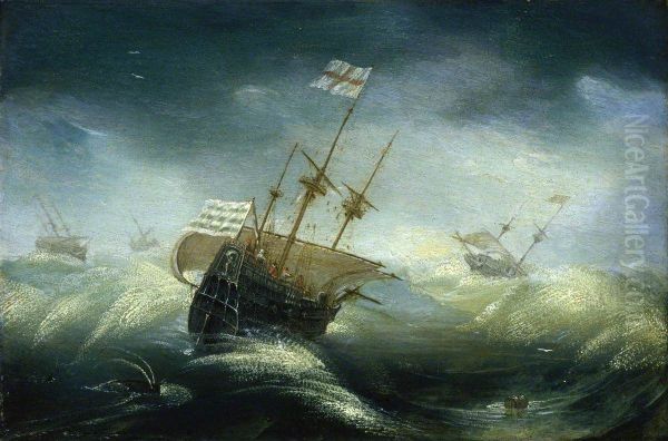 English Ships in a Rough Sea - view 1
