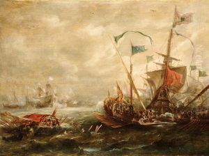 Spanish engagement with Barbary pirates by Andries Van Eertvelt