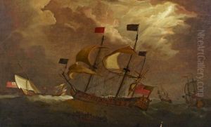 The wreck of HMS Gloucester off Yarmouth, 6 May 1682 by Willem van de, the Elder Velde
