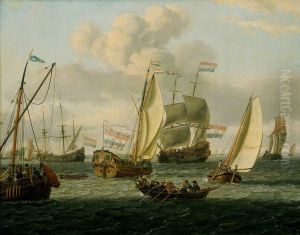Shipping off Amsterdam by Abraham Storck