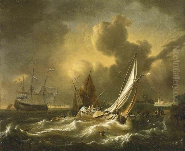 A Fishing Boat and other Vessels in a Squall - view 1