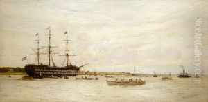 A regatta off HMS Worcester by Charles William Wyllie