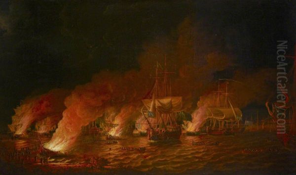 French Fireships Attacking the English Fleet off Quebec, 28 June 1759 - view 1