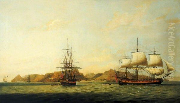 The East Indiaman 'Northumberland' off Saint Helena - view 1