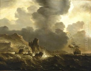 A Dutch Ship Wrecked on a Rocky Coast by Ludolf Bakhuizen