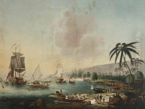 'Resolution' and 'Discovery' at Tahiti by John Cleveley the Younger