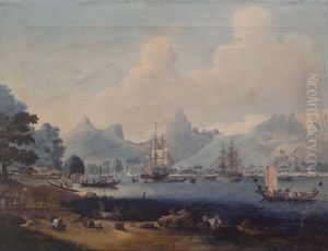 'Resolution' and 'Discovery' at Moorea by John Cleveley the Younger