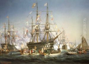 Napoleon III Receiving Queen Victoria at Cherbourg, 5 August 1858 by Jules Achille Noel