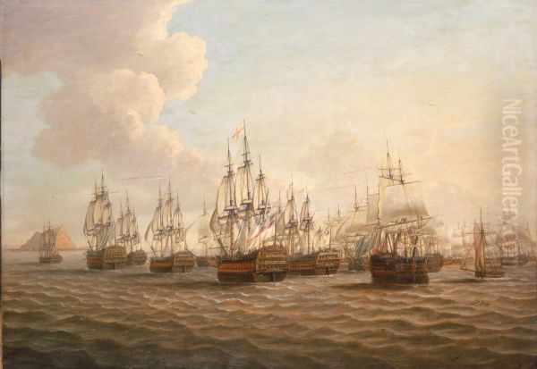 Rodney's Fleet Taking in Prizes after the Moonlight Battle, 16 January 1780 - view 1
