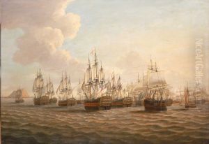 Rodney's Fleet Taking in Prizes after the Moonlight Battle, 16 January 1780 by Dominic Serres