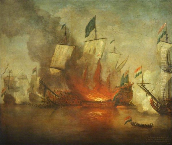 The Burning of HMS Royal James at the battle of Solebay, 28 May 1672 - view 1
