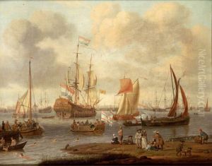 Shipping off Amsterdam by Abraham Storck