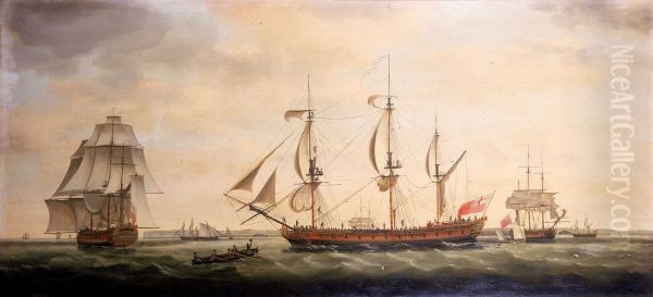 The Indiaman 'Royal George' in Three Positions in the Downs, 1779 - view 1