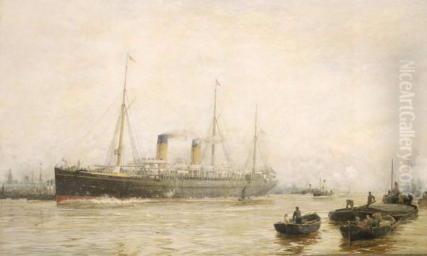 The 'Teutonic' leaving Liverpool - view 1