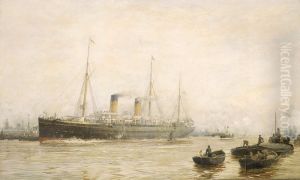 The 'Teutonic' leaving Liverpool by William Lionel Wyllie