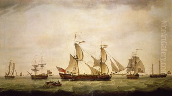 An English brig with captured American vessels - view 1