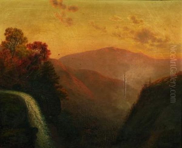 Mountain Waterfall, Autumn - view 1