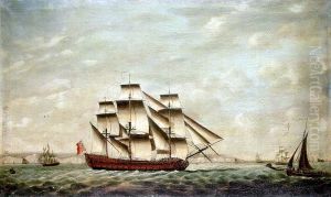 A two-decker and other vessels off Dover by Francis Holman
