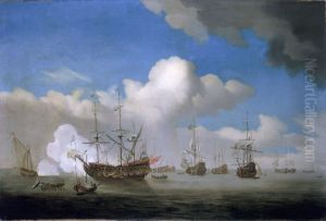 The Captured HMS Royal Prince brought into Dutch waters after the Four Days battle, 4 June 1666 by Willem van de Velde the Younger