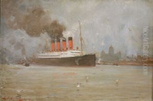 The steamship Mauretania in the Mersey, November 1907 by Frank Thomas Copnall