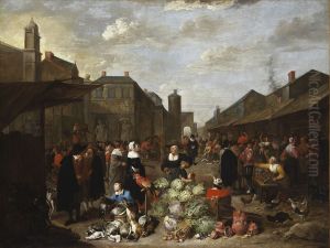 Town Market by Mattheus van Helmont