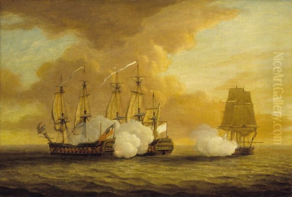 Action between HMS Lion and Elizabeth and the Du Teillay, 9 July 1745 - view 1
