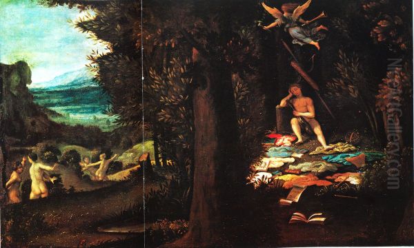 Sleeping Apollo with the Muses Dispersing and Fame Fleeing - view 1