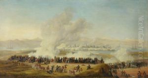 British Bluejackets Firing on a French Island Fort, circa. 1810