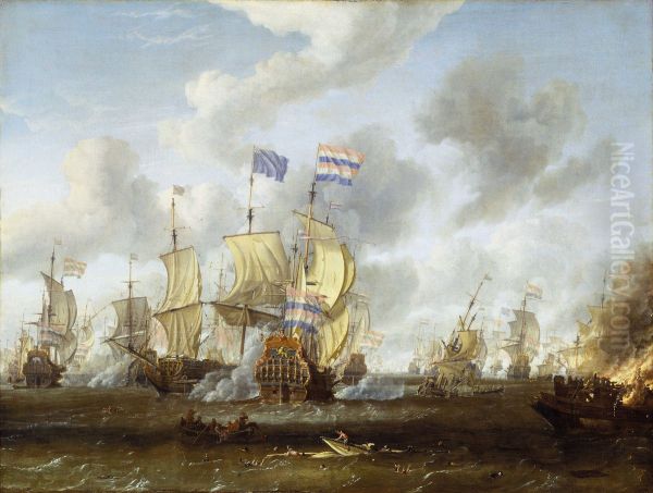 The Goulden Leeuw Engaging Royal Prince at the Battle of the Texel, 11 August 1673 - view 1