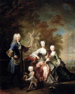 Portrat des Ferdinand Adolf, Graf von Plettenberg und seiner Familie by Robert Tournieres