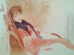 Study of female figure sitting in rocking chair by Rodolfo Amoedo