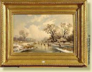 Paysage Hivernal Aux Patineurs by G. Chapitre