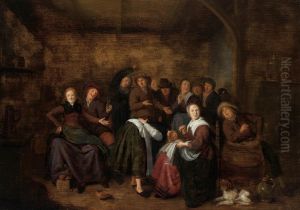 Peasants in an Inn Playing "La Main Chaude" by Jan Miense Molenaer