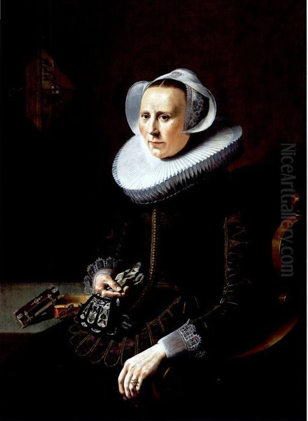 Portrait of a Woman with Embroidered Gloves - view 1