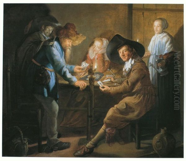 Card Players by Lamplight - view 1