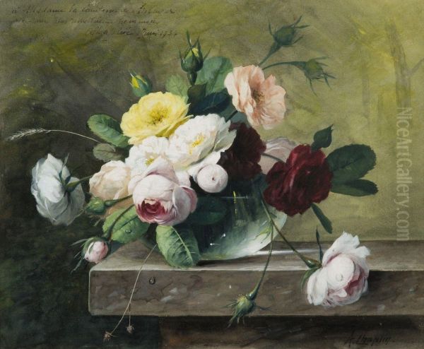 Bouquet De Roses Sur Un Entablement - view 1