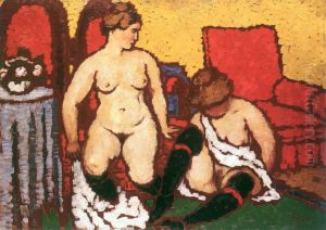 Girls Getting Dressed (red furniture and yellow wall) by Jozsef Rippl-Ronai