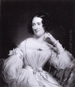Portret van Abrahamina Henriette Wurfbain (1808-1883), echtgenote van Jacob de Vos Jz by Jan Adam Kruseman