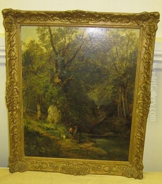 Figures Resting Before A Wooded River - view 1