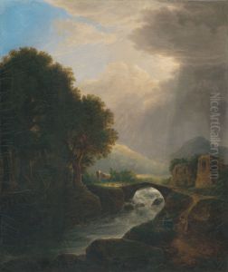 Romanticka krajina s mostom by Ernest Zmetak Art Gallery