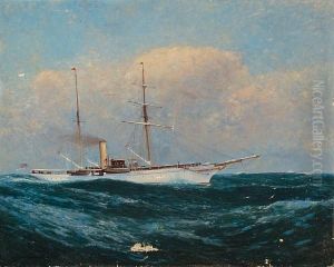 An American Steam Yacht At Sea by Carlton Theodore Chapman