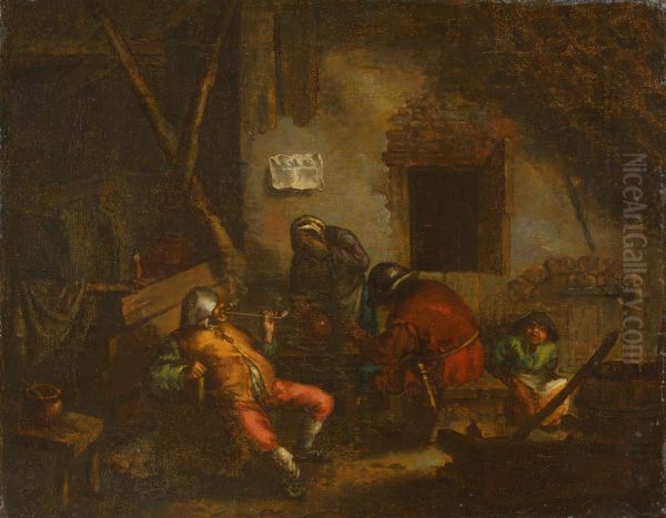 Four Peasants in a Barn - view 1
