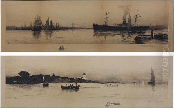 Shipping At Anchor; Laying Out A Net - view 1