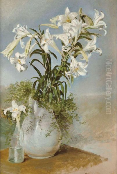 Still Life Of White Lilies In A Vase - view 1