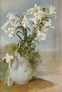 Still Life Of White Lilies In A Vase by Conrad Wise Chapman