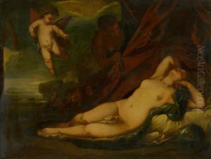 Venusa s amorkom a satyr - kopia by Luca Giordano