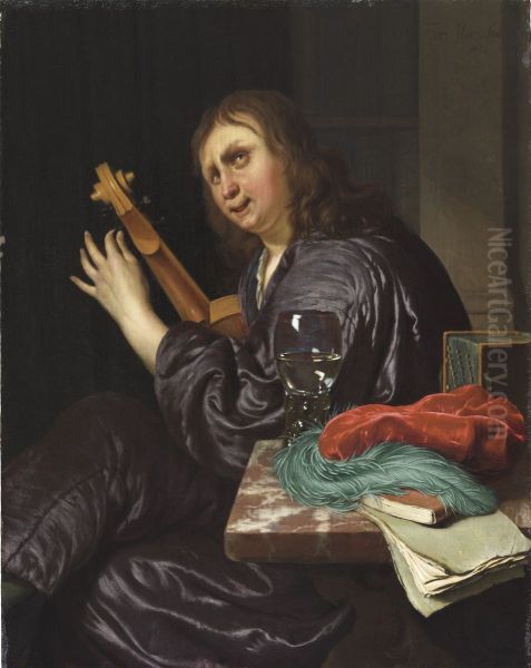 A Man Tuning a Violin - view 1